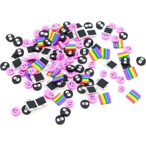 20g Smile Slime Clay Piece Rainbow Polymer Clay Sprinkles DIY Resin Shaker Charms Stuff Jewelry Filling Phone Case Decor