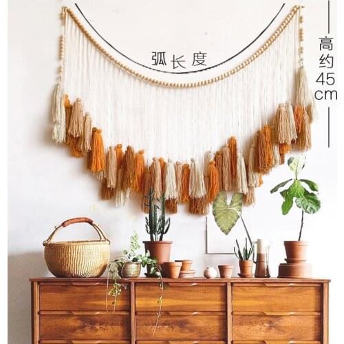 Hand-woven Tapestry Moroccan Country Partition Homestay Wooden Beads Decoration Colorful Tassel Tapestry Bohemian Curtains