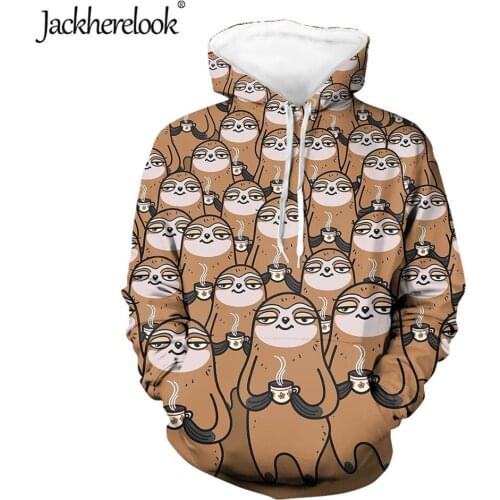 Jackherelook Plus Size Sweatshirts for Womens Funny Sloth Animal Brand Design Female Long Sleeve Pullover Hoodie Oversized Tops