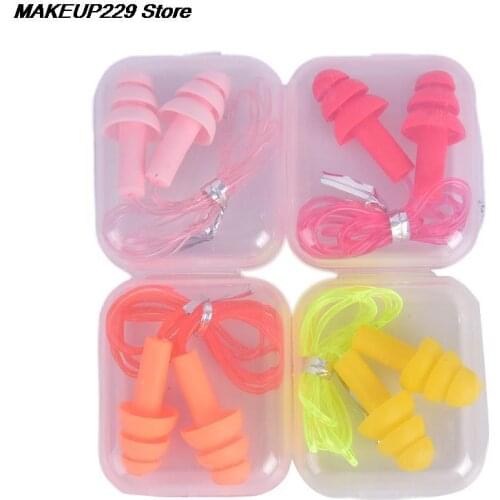 Box-packed Comfort Earplugs Noise Reduction Silicone Soft Ear Plugs Swimming Silicone Earplugs Protective For Sleep 1 Pair