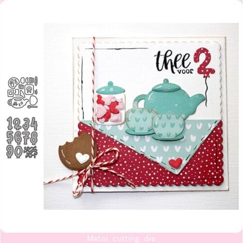 Teapot& digital balloons Metal Cutting Dies for DIY Scrapbooking Photo Album Decorative Embossing Paper Card Crafts Die Cut 2020