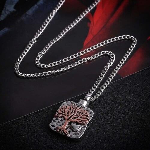 Fashion Tree Of Life Cremation Pendant Necklace Chain Screw Perfume Locket Bone Bottle Urn Ashes Keepsake Necklace Jewelry