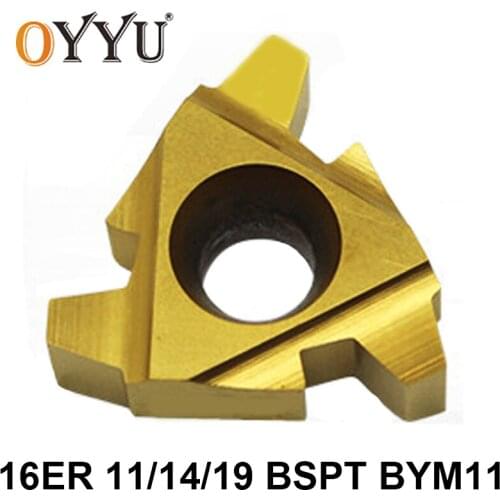 OYYU 16ER 11BSPT 14BSPT 19BSPT BYM11 16 ER 11 14 19 BSPT 10pcs Carbide Inserts for Steel and Copper Turning Tools Thread Lathe