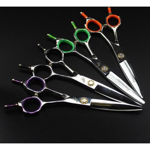 Hairdresser haircut 6 inch styling tool willow Shearing scissors shears curved Cutting scissors 440C hairdressing tools