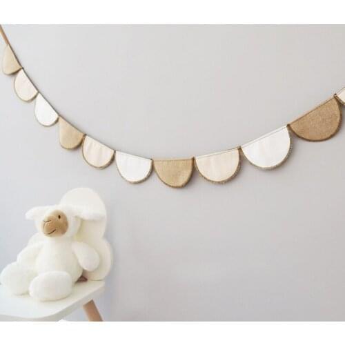 Half-Circle Flag Pendant Hanging Ornaments Banner Birthday Party Garland Khaki Flags Home Decoration 2021 New