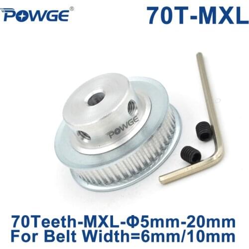 POWGE Inch Trapezoid 70 Teeth MXL Timing pulley Bore 8/10/12mm for width 6mm 10mm MXL Synchronous Belt Gear Wheel 70teeth 70T