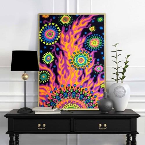 Psychedelic Trippy Poster Blacklight Paintings Abstract Posters and Prints Canvas Painting Wall Art Picture Decor quadro cuadros