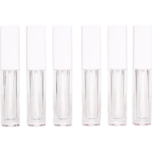 Empty Plastic Lip Gloss Tube Square Clear Lipgloss Tubes White Lid Lip Gloss Containers Cosmetic Filling Bottles 30pcs/Lot