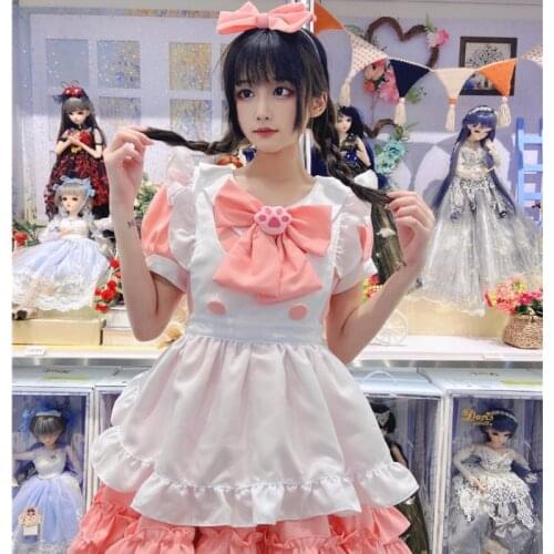 Plus Size Anime Cosplay Maid Costumes Lovely Lolita Girl Pink Lolita Dress Kawaii Lingerie Animation Show Party Stage Uniforms