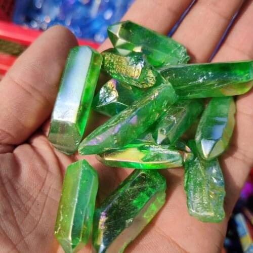 RARE Titanium Apple Aura Quartz Crystal Cluster Energy Healing Specimen