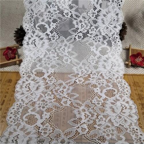 RR75002 22.5cm Fujian BaiLong white mesh 3d flowers wedding trims lace