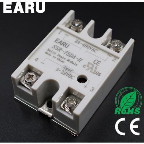 Solid State Relay SSR-75DA-H 75A SSR 75DA-H 3-32V DC TO 90-480V AC solid state Resistance Regulator