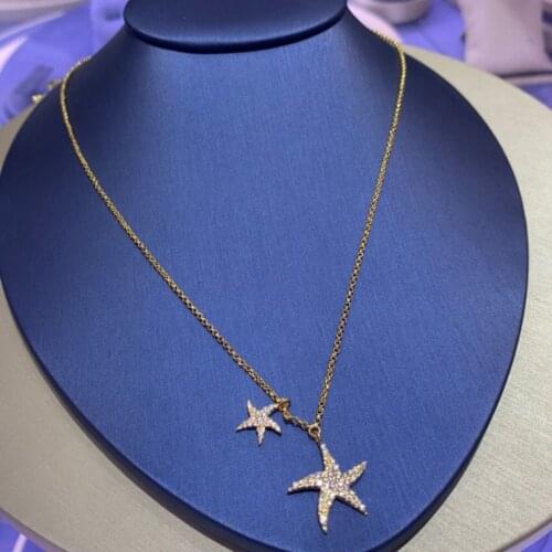 UMGODLY Fashion Necklace Gold Color Double Starfish Sea Star Pendant Adjustable Necklace Women Brand Jewelry