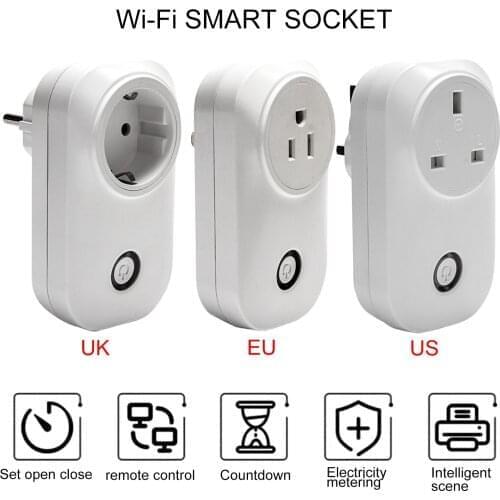 EU/UK/US Plug Smart Wifi Plug LED Light Display Max 10A Google Home Accept Alexa Control Smart Socket Drop Shipping