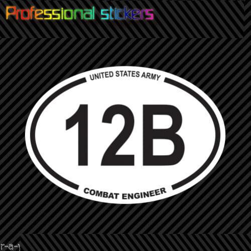 United States Army MOS 12B Combat Engineer Oval Sticker Decal Us Specialty Stickers for Motos, Cars, Laptops, Phone