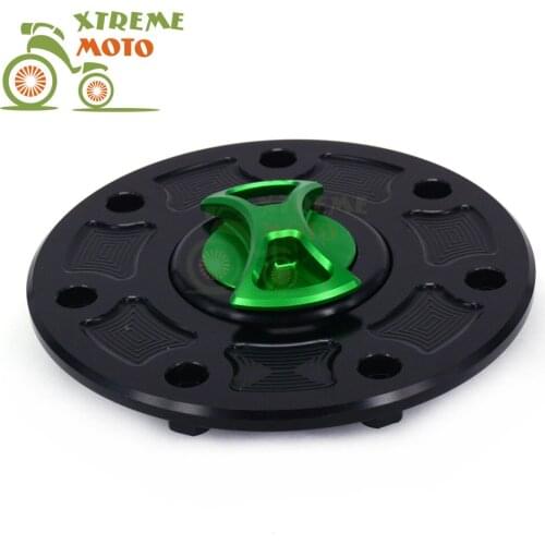 Billet CNC Green Gas Fuel Tank Cap Keyless Cover For Kawasaki FZX-6R ZX7R ZX-9R ZX-9RB ZX-9RC KR250 ZXR-250 ZXR-400 ZXR-750