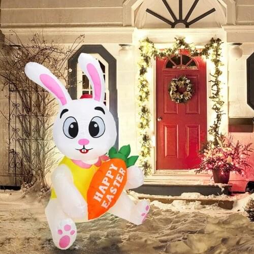1.6m Inflatable Easter Bunny Doll LED Night Light Figure Yard Outdoor Garden Toys Party Ornament Decorations US/UK/EU/AU Plug
