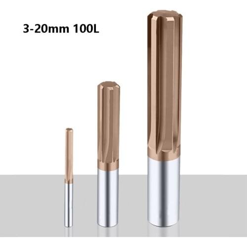 1pcs Tungsten Steel Straight Reamer HRC55 Coated Lengthening Bar H7 Parallel Shank 3mm 6mm 8mm 20mm Machine Carbide Reamers