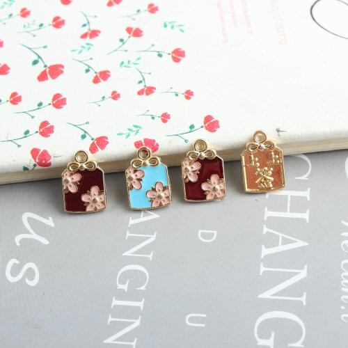 10pcs/lot Cute Flowers Bag Enamel Charms Plum Blossom Pendant For Necklace Bracelet Earring DIY Jewelry Findings XL1148