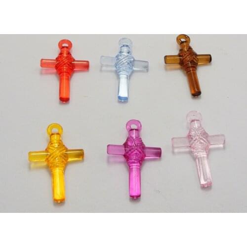 100 Mixed Color Transparent Acrylic Cross Pendants 27X18mmmm Dangle Charms