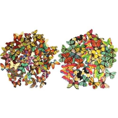 50pcs Wooden Butterfly Sewing Buttons DIY Knitting Garment Clothes Decor