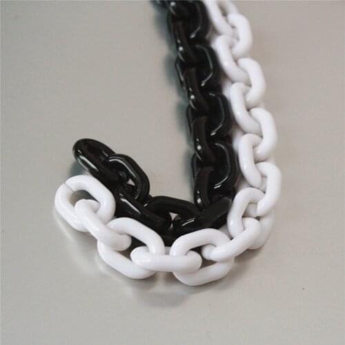 50pcs Solid White Black Oval Acrylic Chunky Chain Links,Open Plastic Necklace Chain Links,Size 20mmx15mm Free Shipping S16