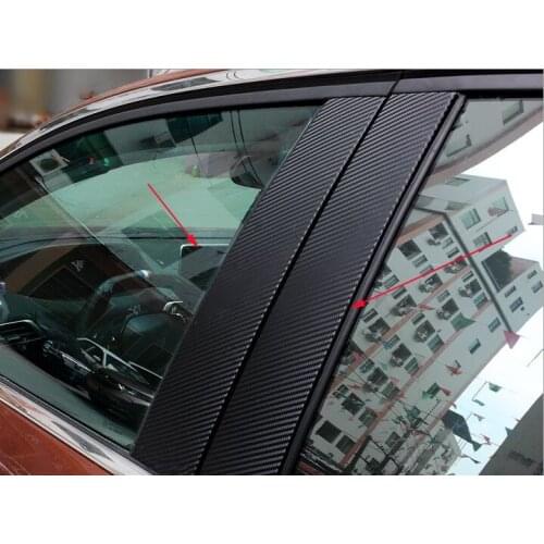 6pcs Car Styling Fit For 2020 Peugeot 2008 Line Accessories Black B Pillar Posts Carbon Stickers Window Trim Sticker