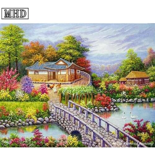 MHD full round drill 5D DIY Diamond Painting Dream House 3D Cross Stitch New Arrival Landscape Mosaic Decoration Crafts Kit