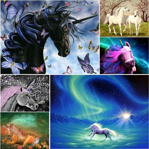 5D DIY Diamond Painting Animal Horse Full Drill Diamond Embroidery landscape Unicorn Mosaic Art Picture Handmade Home Decor Gift