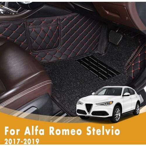 RHD Car Floor Mats For Alfa Romeo Stelvio 2019 2018 2017 Luxury Double Layer Wire Loop Car Accessories Front And Rear Carpets