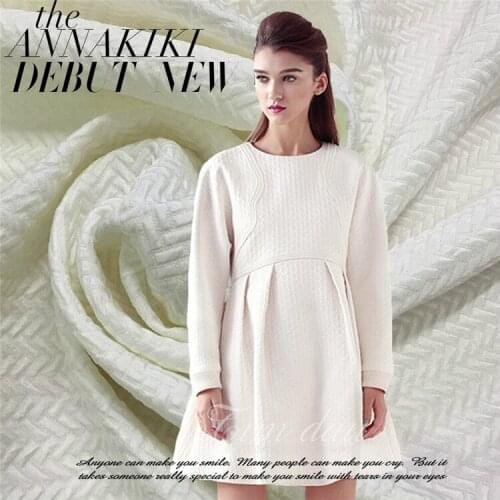 White twist braided jacquard fabric autumn and winter dress coat diy fabric wholesale high quality jacquard cloth