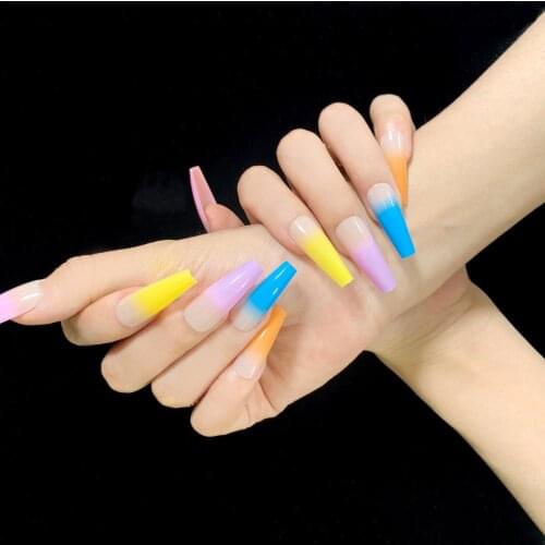 24pcs Long Ballerina Fake Nails Full cover Fake Nails Glue DIY Manicure Nail Art Tools