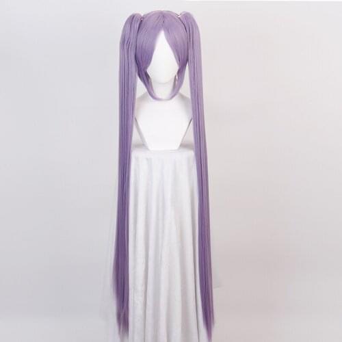 Euryale Cosplay Wigs Purple Long Straight Synthetic Hair Chip Ponytails 120cm Sthenno Wigs Party Costume Wigs + Wig Cap