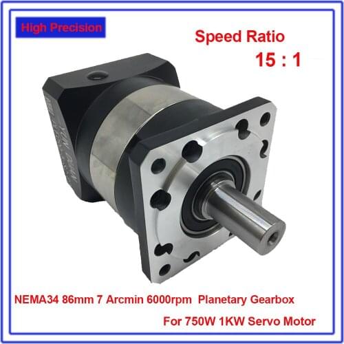 90mm Flange 15:1 Speed Ratio 15 Planetary Reducer 19MM Input Shaft Gearbox Reducer for 750W 1 KW Servo Nema34 Motor CNC