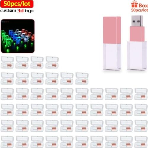 50pcs/lot USB 2.0 Flash Drive 128gb flash pen key disk Free 3D logo Crystal pendrive stick flash memory card 32GB/8GB/4GB/16GB