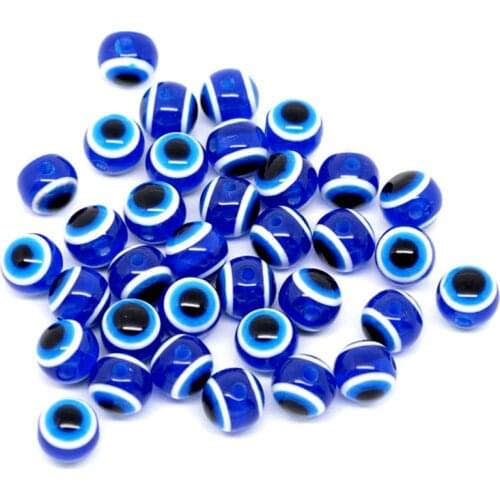 Good Beads Turkey Medusa Blue Evil Eye Nazar Boncugu Beads Round About 8mm Dia 100 PCs Random Stripe Round Resin Bead