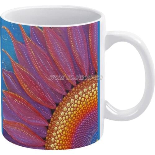 Wildflower Dot Mandala Coffee Mugs Ceramic Personalized Mugs 11 Oz White Mug Tea Milk Cup Drinkware Travel Mug Mandala Dot Art D