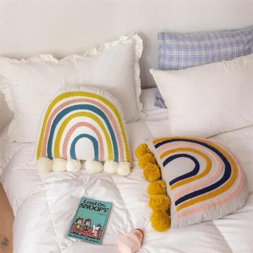 Creative Cartoon Rainbow Plush Pillow Cushion Sofa Waist Cushion Doll Home Decor Christmas Valentines Day Mothers Day Gifts