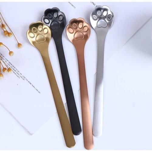 Tea Coffee Dessert Spoons Cute Kitchen Tools Stainless Steel Creative Cat Paw Claw Hollow Spoon Stirring Spoon