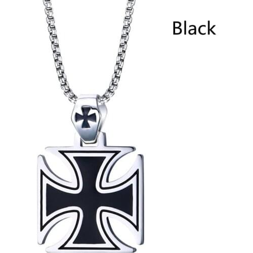 Black Enamel Maltese Cross Temple Templar Knight Cross Men Pendant