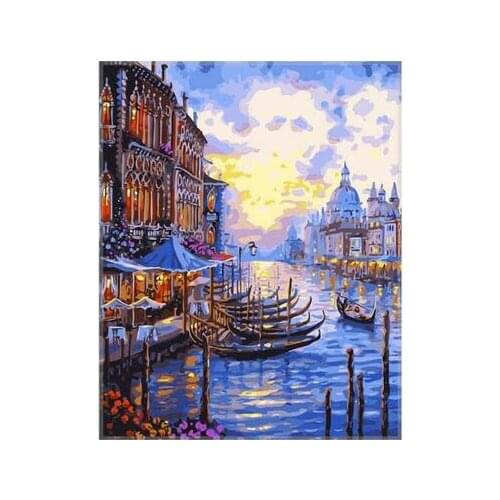 Random Canal in Venice Coloring By Numbers DIY Hand Painted Oil Painting By Numbers On Canvas Wall Pictures For Living Room