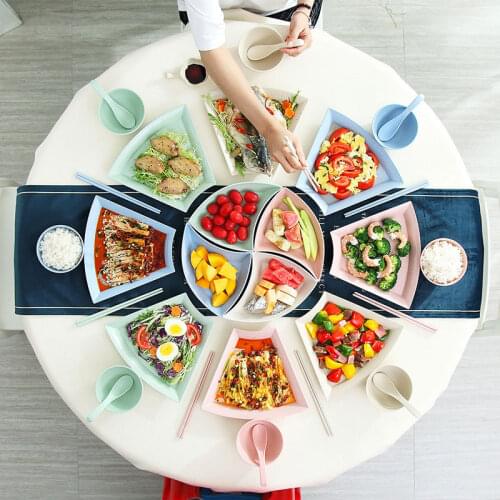NOT Ceramic Dinner Rice Bowl Plates Set Food Grade PP Serving Tray Fruit Sara Dinnerware Dishes Kitchen Accessories