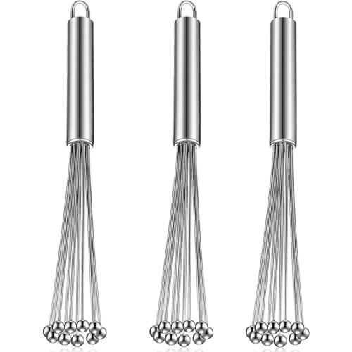 Stainless Steel Ball Whisk Wire Egg Whisk Set Kitchen Whisks for Cooking, Blending, Whisking, Beating, Stirring