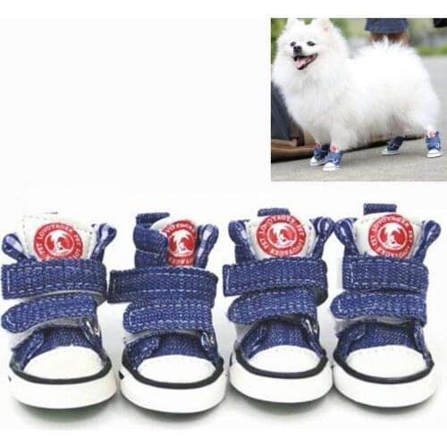 Pet Dog Shoes for Small large Dogs Blue Sneakers Puppy Cat Classic Canvas Boots Teddy Pomeranian Anti-slip Comfortable Shoes