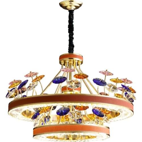 New Arrival LED Chandelier Designer Creative Colorful K9 Crystal Light Fixture Hotel Lobby Restaurant Luxury Lighting Decoration