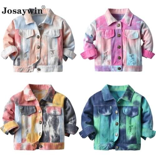Children Clothing Autumn Spring Denim Jacket for Boys Kids Long Sleeve Jeans Baby Coat Girls Toddler Tie-dyed Jacket Outerwear