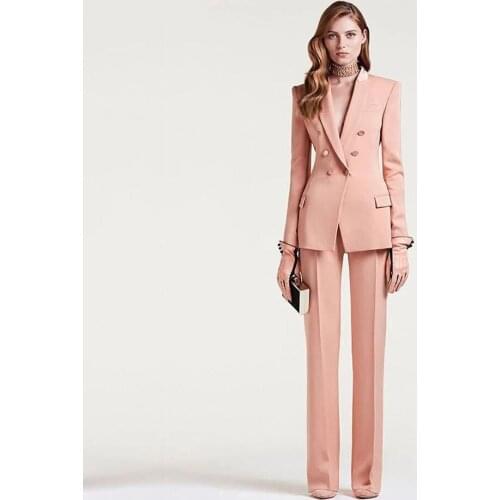 Jacket+Pants Womens Business Suit Female Office Uniform Ladies Formal Trouser Suit Double Breasted Womens Tuxedo Custom