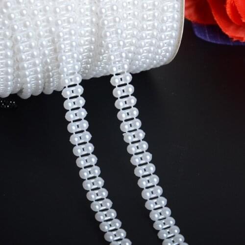 BOLIAO 2 Yard 9 mm (3/8") Width ABS Half Round Flatback Imitation Pearl Beads Chain Trim Wedding Bridal Bouquet Decoration R2051