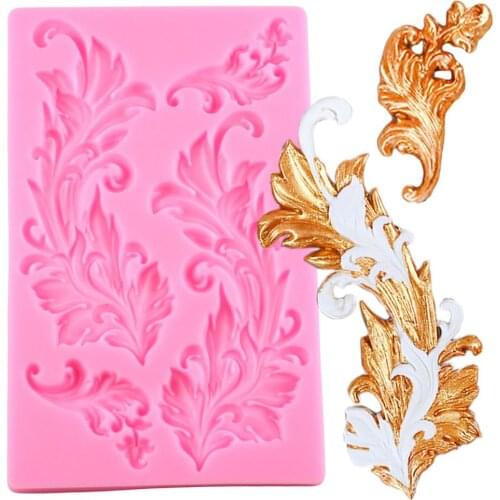 3D Relief Leaf Cupcake Border Silicone Mold Cake Topper Fondant Mould Party Candy Polymer Clay Chocolate Cake Decorating Tools