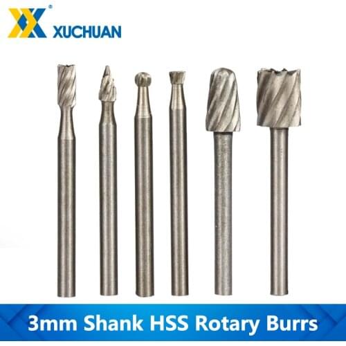 Rotary Burrs HSS Drilling Bit Routing Milling Bit 6pcs 3mm Shank For Dremel Rotary Tools Mini Drill Bit Rotary Milling Cutter